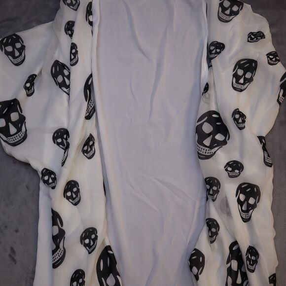 36 Point 5 Shirt Womens Medium Skull Lightweight Casual Open Front Cardigan Vest - Picture 9 of 12